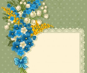 Blue flower lace frame vector