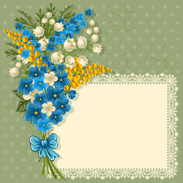 Blue flower lace frame vector