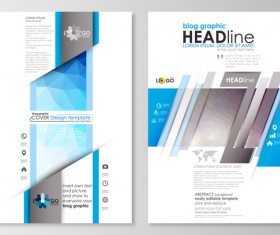 Blue style modern cover template magazine with flyer vector