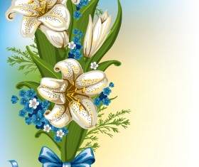 Blue with white flower and bows vector
