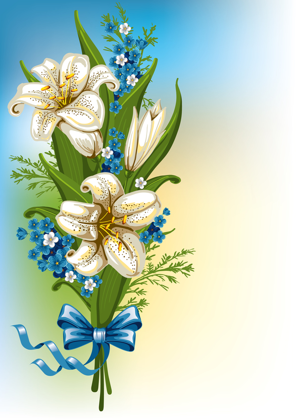 Blue with white flower and bows vector