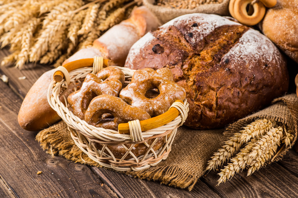 Bread and wheat on the desktop Stock Photo 03
