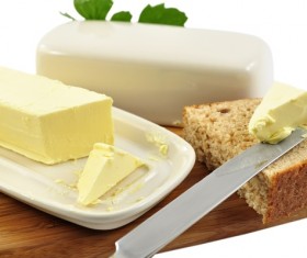 Bread with butter and cheese Stock Photo