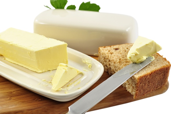 Bread with butter and cheese Stock Photo