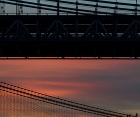 Bridge steel structure at dusk Stock Photo