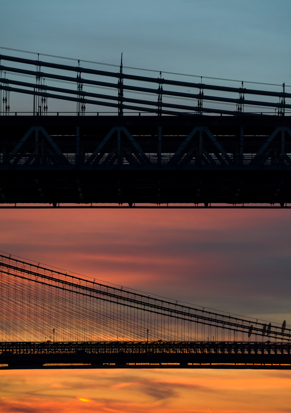 Bridge steel structure at dusk Stock Photo