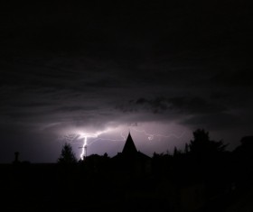 Bright thunderbolt in darkness Stock Photo
