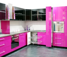 Brightly colored Open kitchen Stock Photo