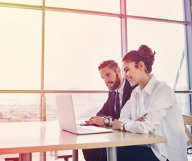 Business partners working on laptop Stock Photo 08