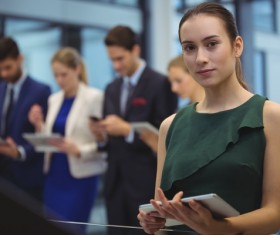 Business people using Tablet PC Stock Photo 02