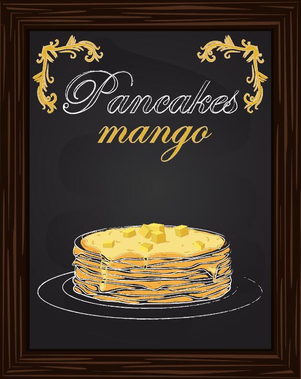 Cake with blackboard and wood frames vector 02