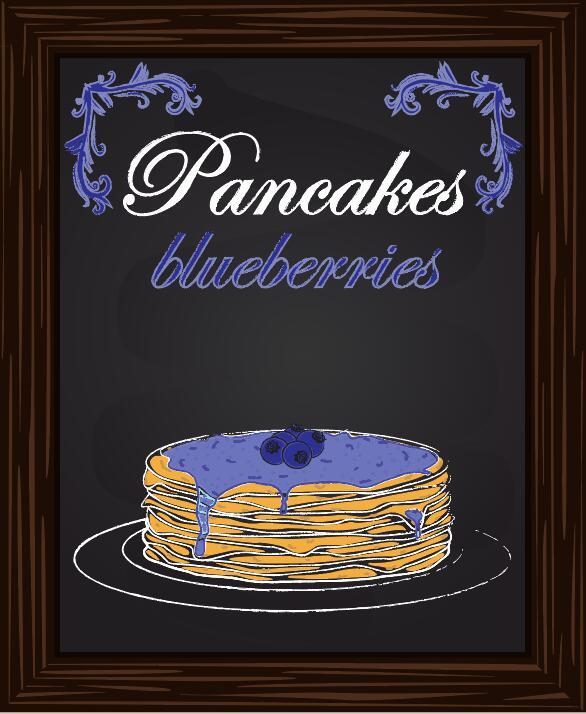 Cake with blackboard and wood frames vector 03