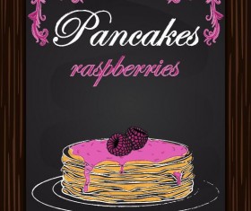 Cake with blackboard and wood frames vector 04