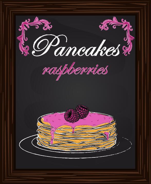 Cake with blackboard and wood frames vector 04