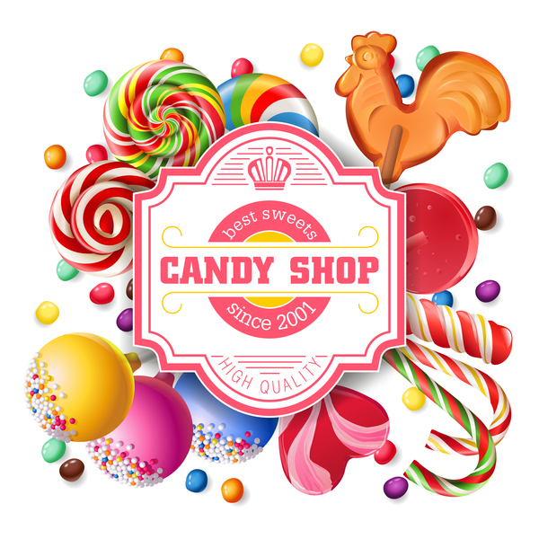 Candy shop card vector material
