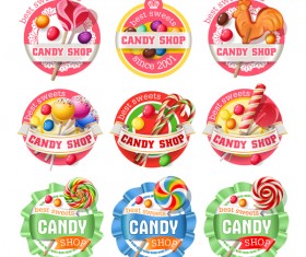 Candy shop labels vector material