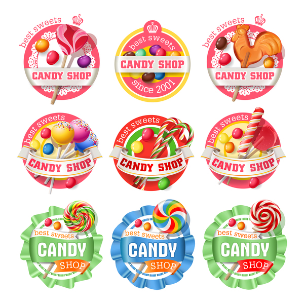 Candy shop labels vector material