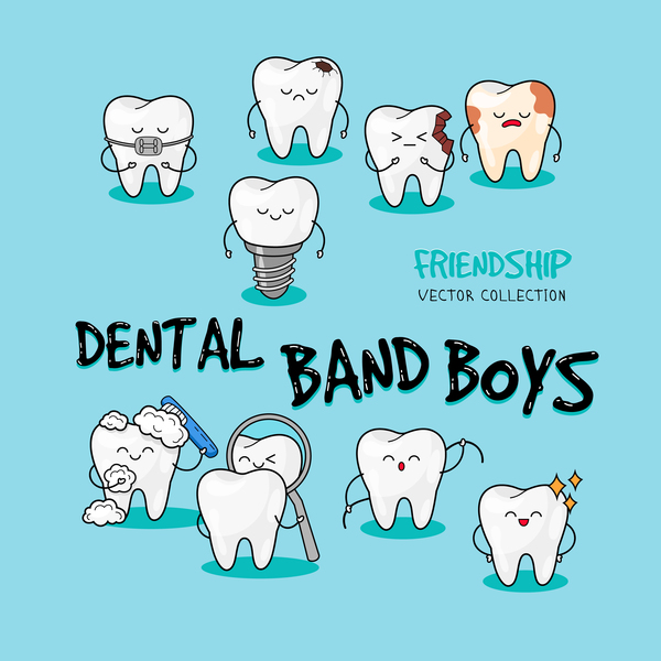 Cartoon dental band boys vector