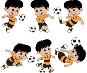 Cartoon kid with soccer vectors 01