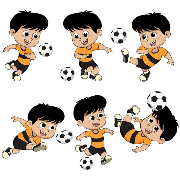 Cartoon kid with soccer vectors 01