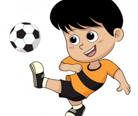 Cartoon kid with soccer vectors 06