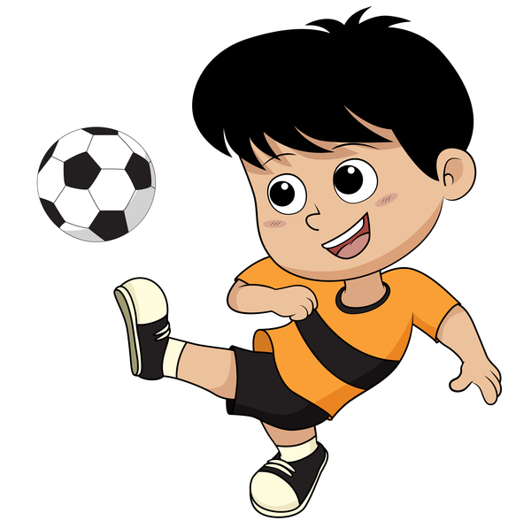 Cartoon kid with soccer vectors 06