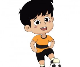 Cartoon Kid With Soccer Vectors 02 Free Download