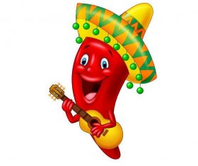 Cartoon pepper with guitar vector