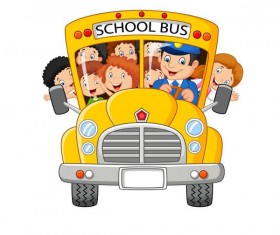 Cartoon school bus and students vector