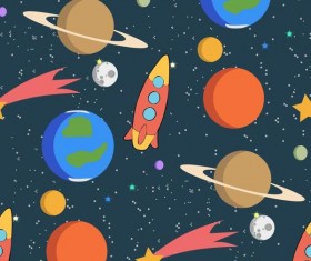 Cartoon space seamless pattern vectors 02