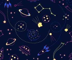 Cartoon space seamless pattern vectors 03