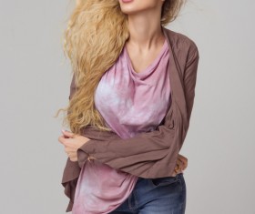 Casual style dressed beautiful woman Stock Photo 01