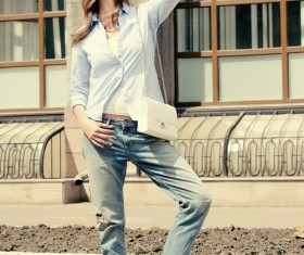 Casual style dressed girl Stock Photo