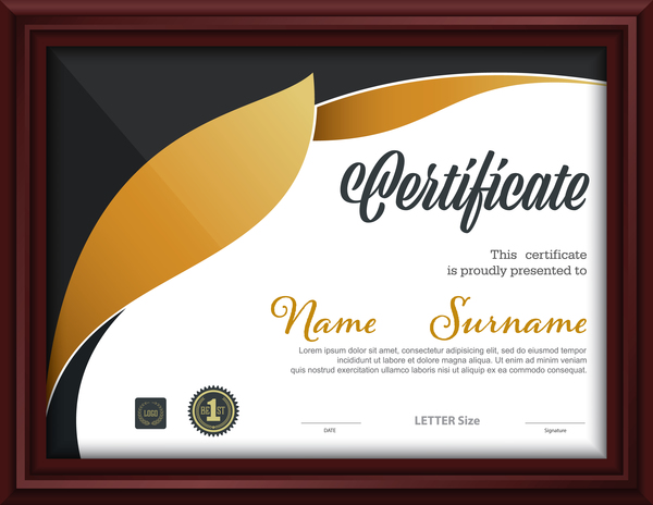 Certificate template with frame vectors 01