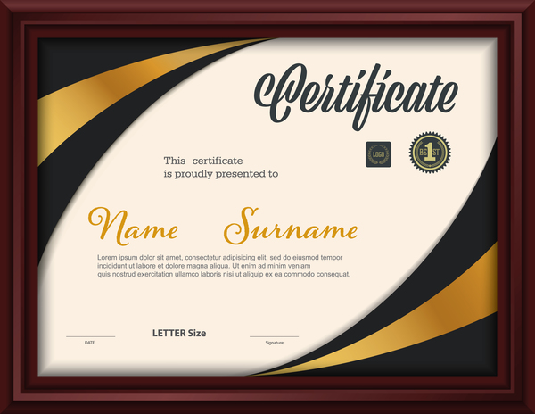 Certificate template with frame vectors 02
