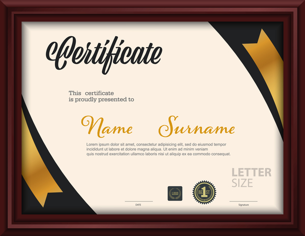 Certificate template with frame vectors 03