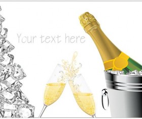 Champagne and ice cubes vector material 03