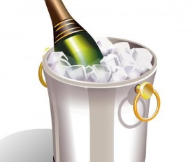 Champagne and ice cubes vector material 04
