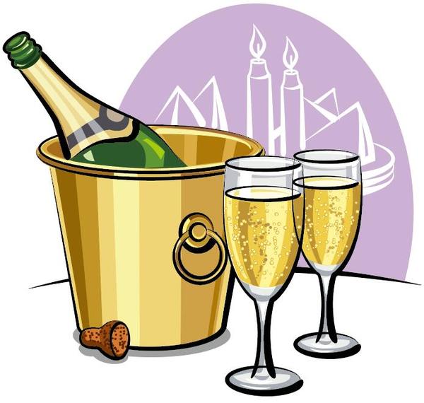 Champagne with glass cup vectors 02