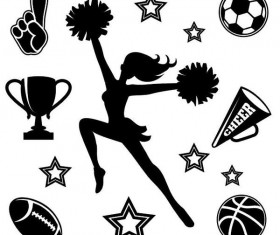 Cheerleader girl with sports competition elements vector