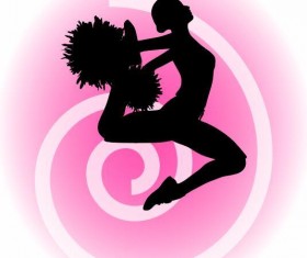 Cheerleader silhouette girl vector 02