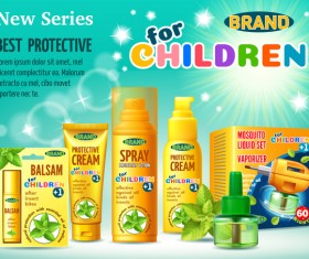 Children brand cosmetic poster AD template vector