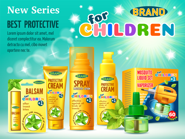 Children brand cosmetic poster AD template vector