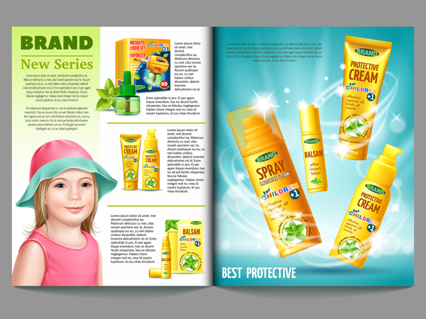 Children cosmetic AD template vector 03
