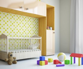 Childrens room closet and cribs Stock Photo