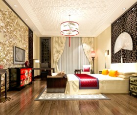China element Style Bedroom Stock Photo 01