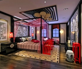 China element Style Bedroom Stock Photo 02