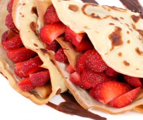 Chocolate strawberry soft pancake rolls Stock Photo 03