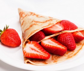 Chocolate strawberry soft pancake rolls Stock Photo 05