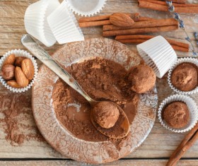 Chocolate truffle and cinnamon Stock Photo